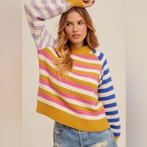 Hem & Thread Multicolor Striped Sweater